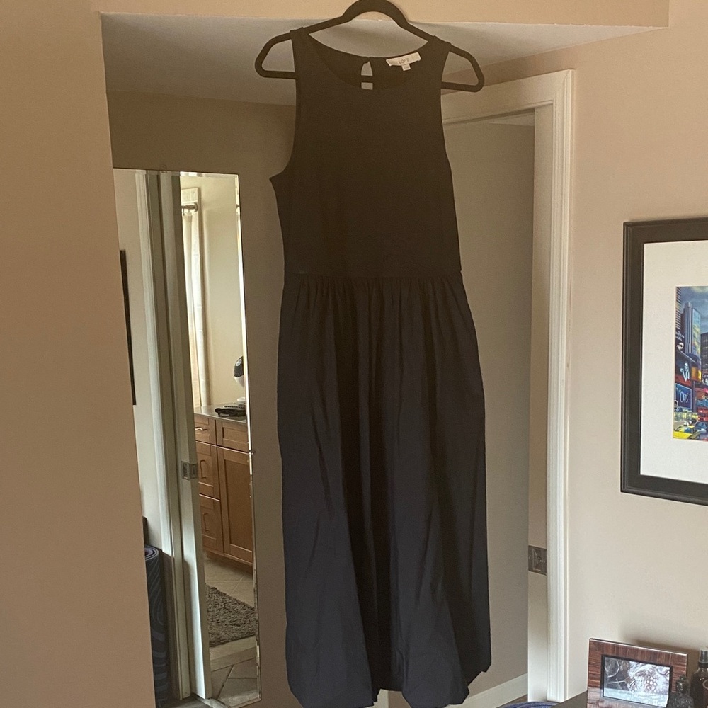 Loft Bubble Hem Chic Black Sleeveless Dress